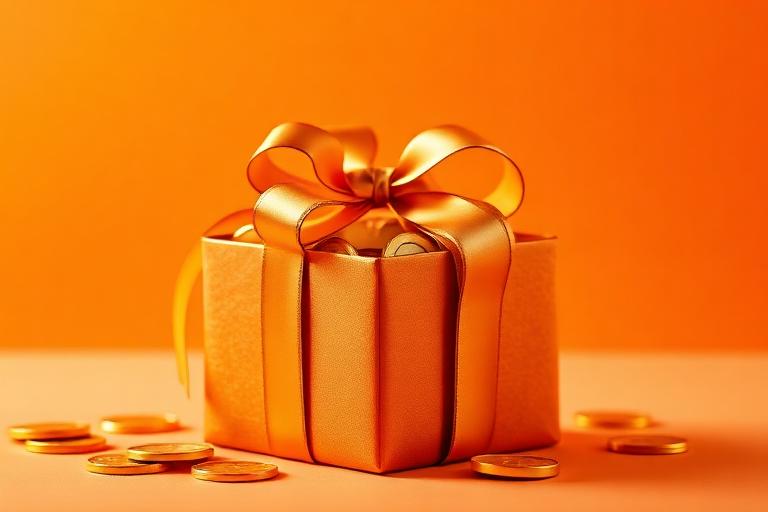 Casino welcome and deposit bonus concept with gift box and coins