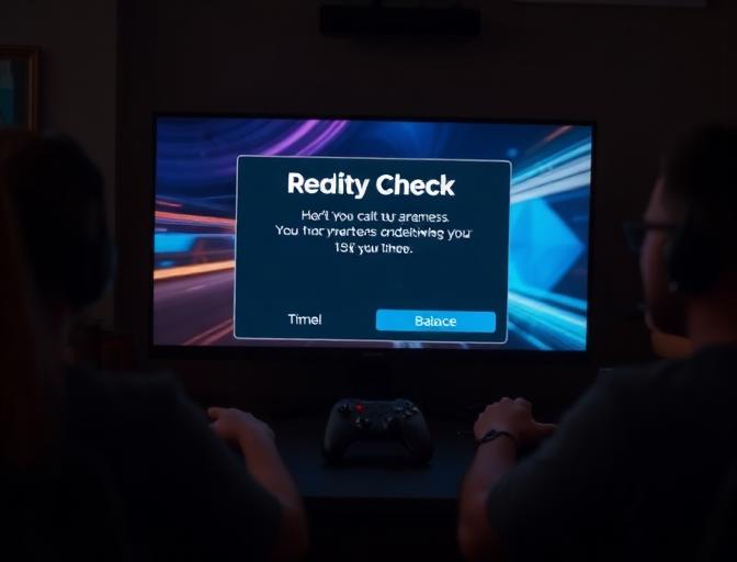 Reality check notification pop-up during online gambling session